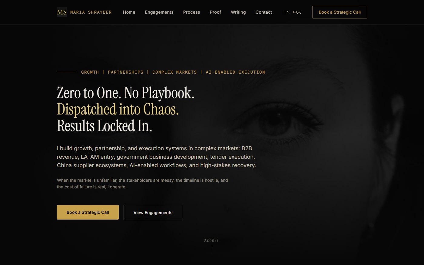 Maria Shrayber website — executive personal brand